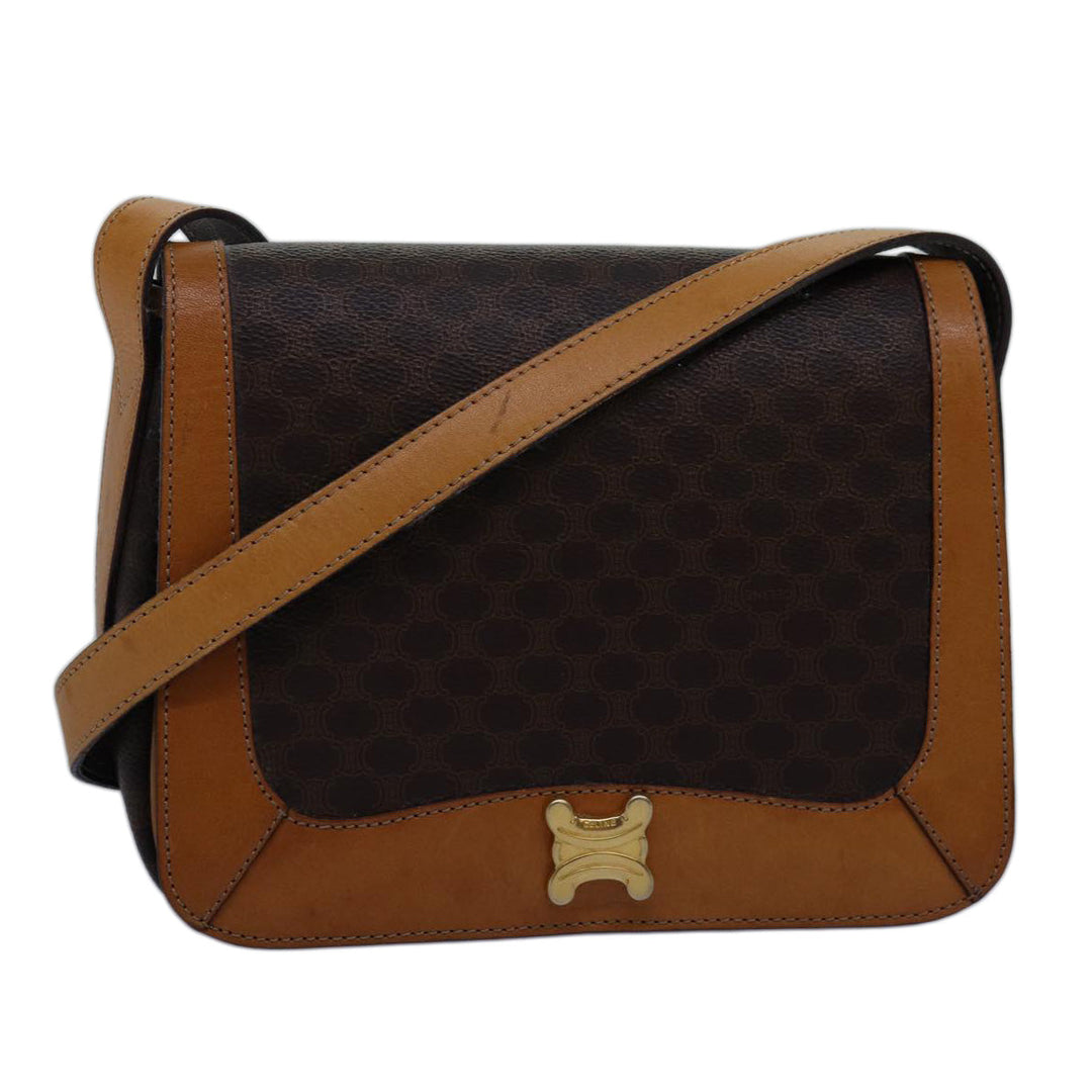 Celine Macadam Canvas Shoulder Bag PVC Brown Auth mr169