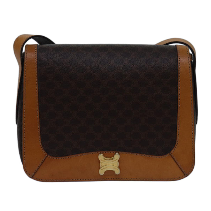 Celine Macadam Canvas Shoulder Bag PVC Brown Auth mr169
