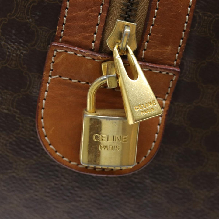 Celine Macadam Canvas Boston Bag PVC Brown Auth mr172