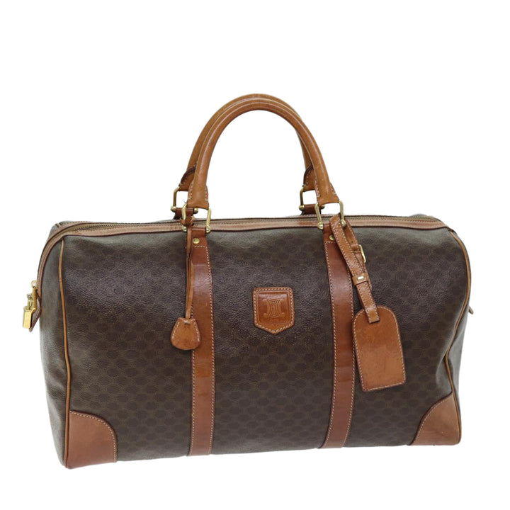 Celine Macadam Canvas Boston Bag PVC Brown Auth mr172