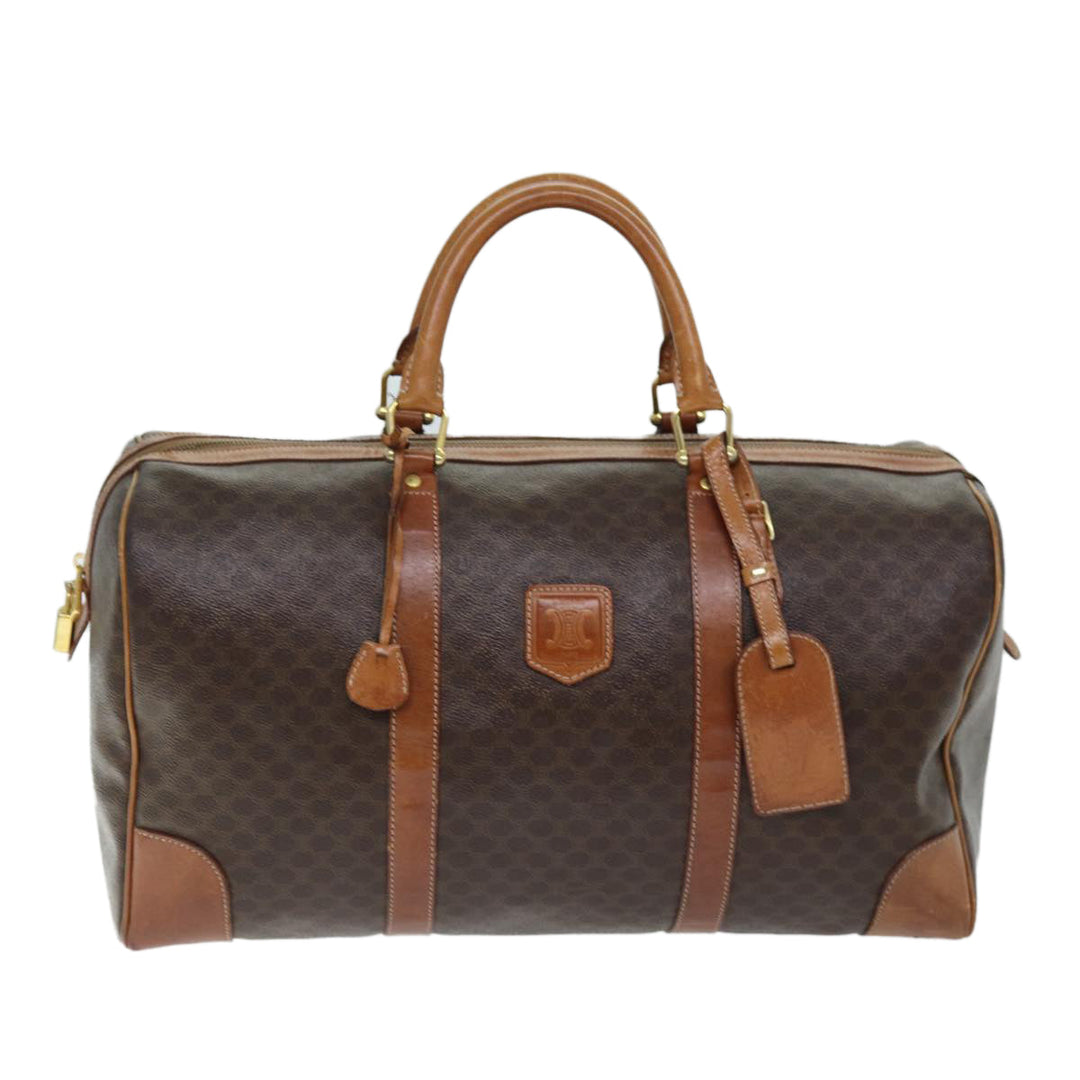 Celine Macadam Canvas Boston Bag PVC Brown Auth mr172