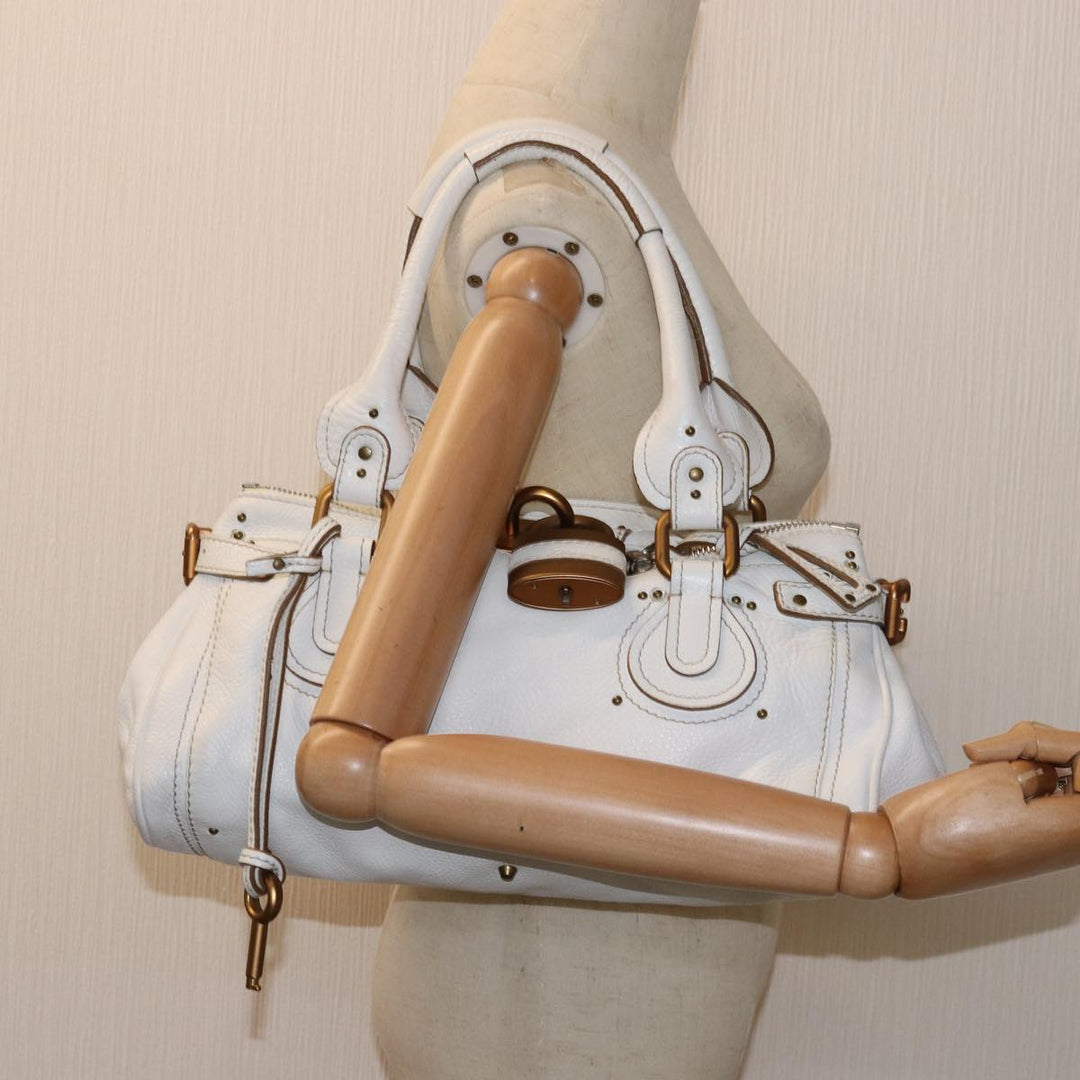 Chloe Paddington Hand Bag Leather White mr196