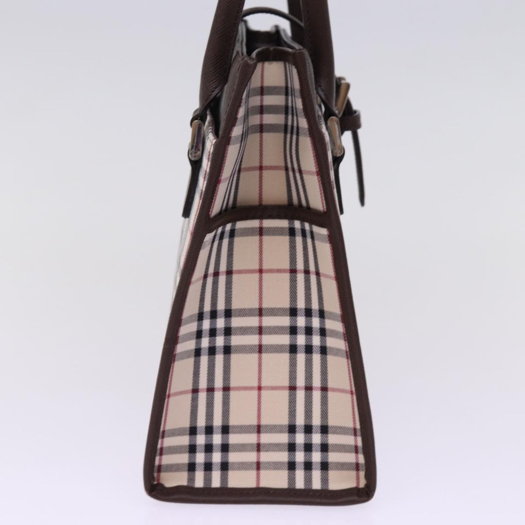 Burberry Nova Check Hand Bag Nylon Canvas Beige Auth mr245