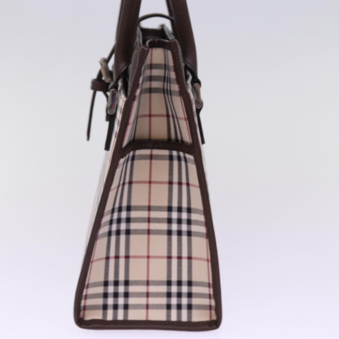 Burberry Nova Check Hand Bag Nylon Canvas Beige Auth mr245