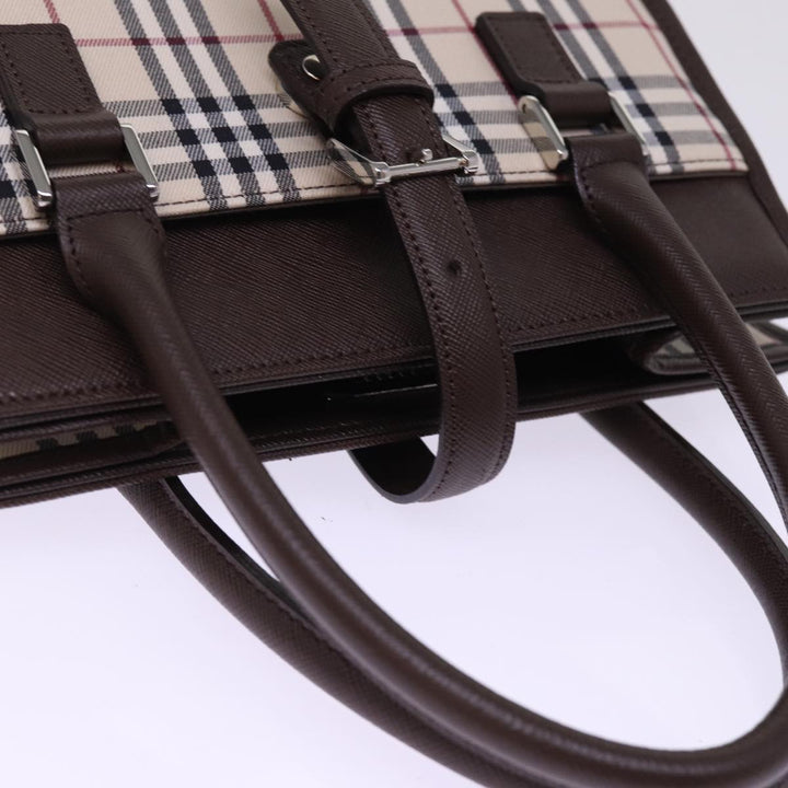Burberry Nova Check Hand Bag Nylon Canvas Beige Auth mr245