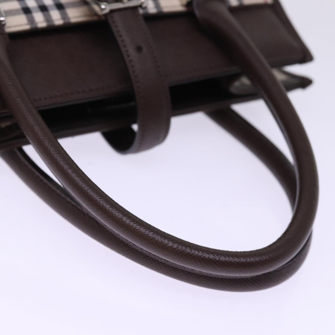 Burberry Nova Check Hand Bag Nylon Canvas Beige Auth mr245