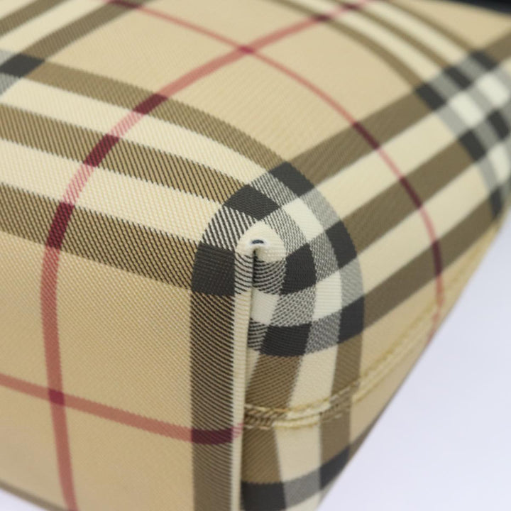 Burberry Nova Check Shoulder Bag PVC Leather Beige Auth mr252