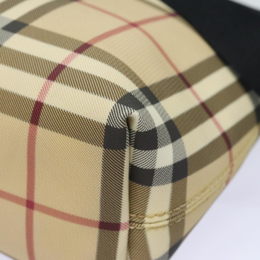 Burberry Nova Check Shoulder Bag PVC Leather Beige Auth mr252