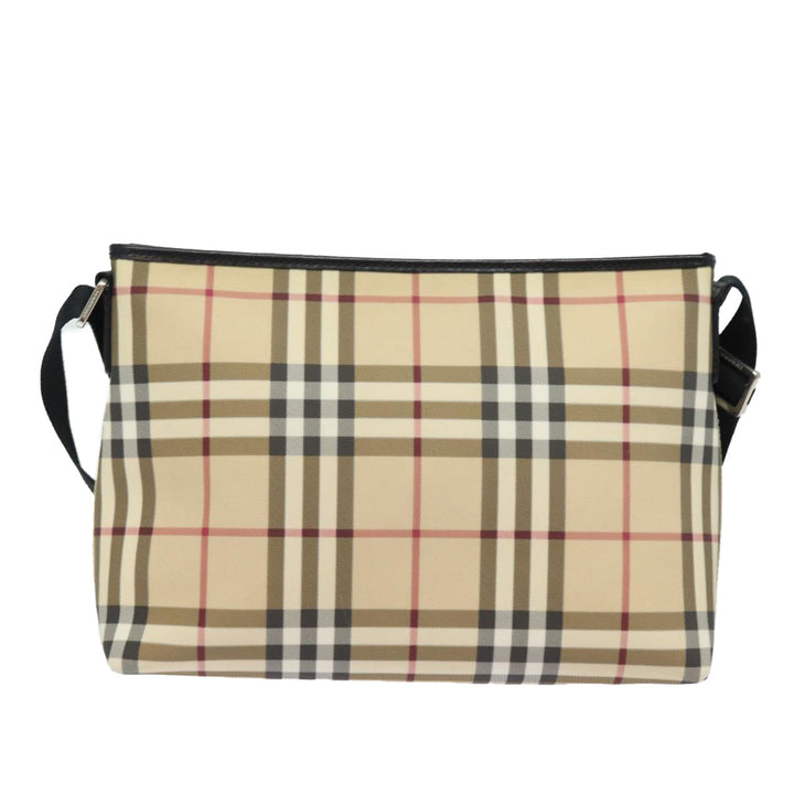 Burberry Nova Check Shoulder Bag PVC Leather Beige Auth mr252