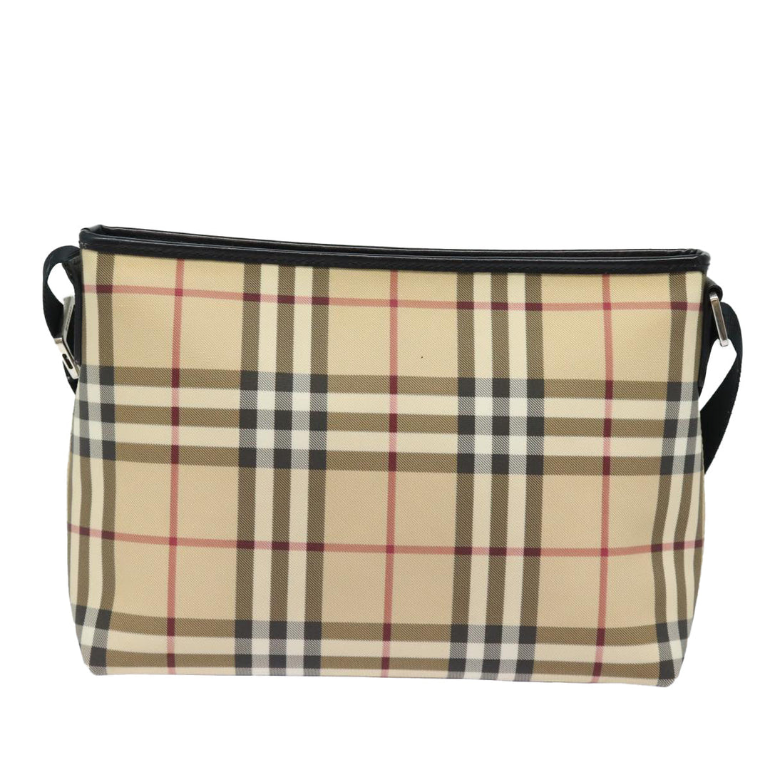 Burberry Nova Check Shoulder Bag PVC Leather Beige Auth mr252