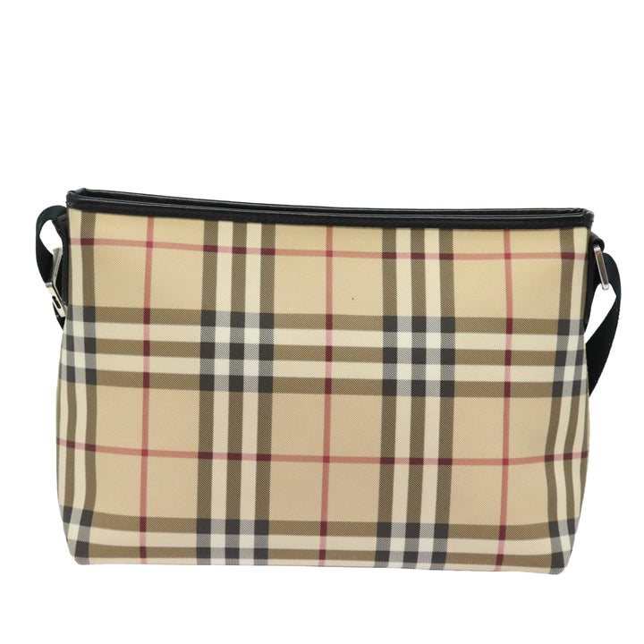 Burberry Nova Check Shoulder Bag PVC Leather Beige Auth mr252