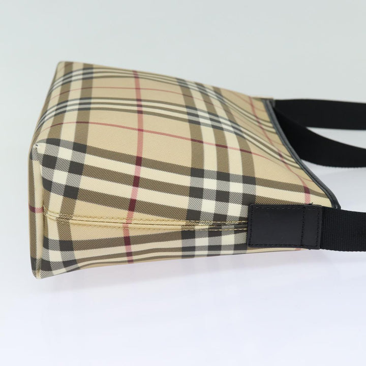 Burberry Nova Check Shoulder Bag PVC Leather Beige Auth mr252