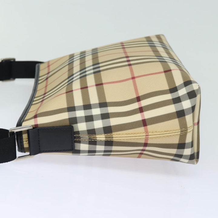 Burberry Nova Check Shoulder Bag PVC Leather Beige Auth mr252