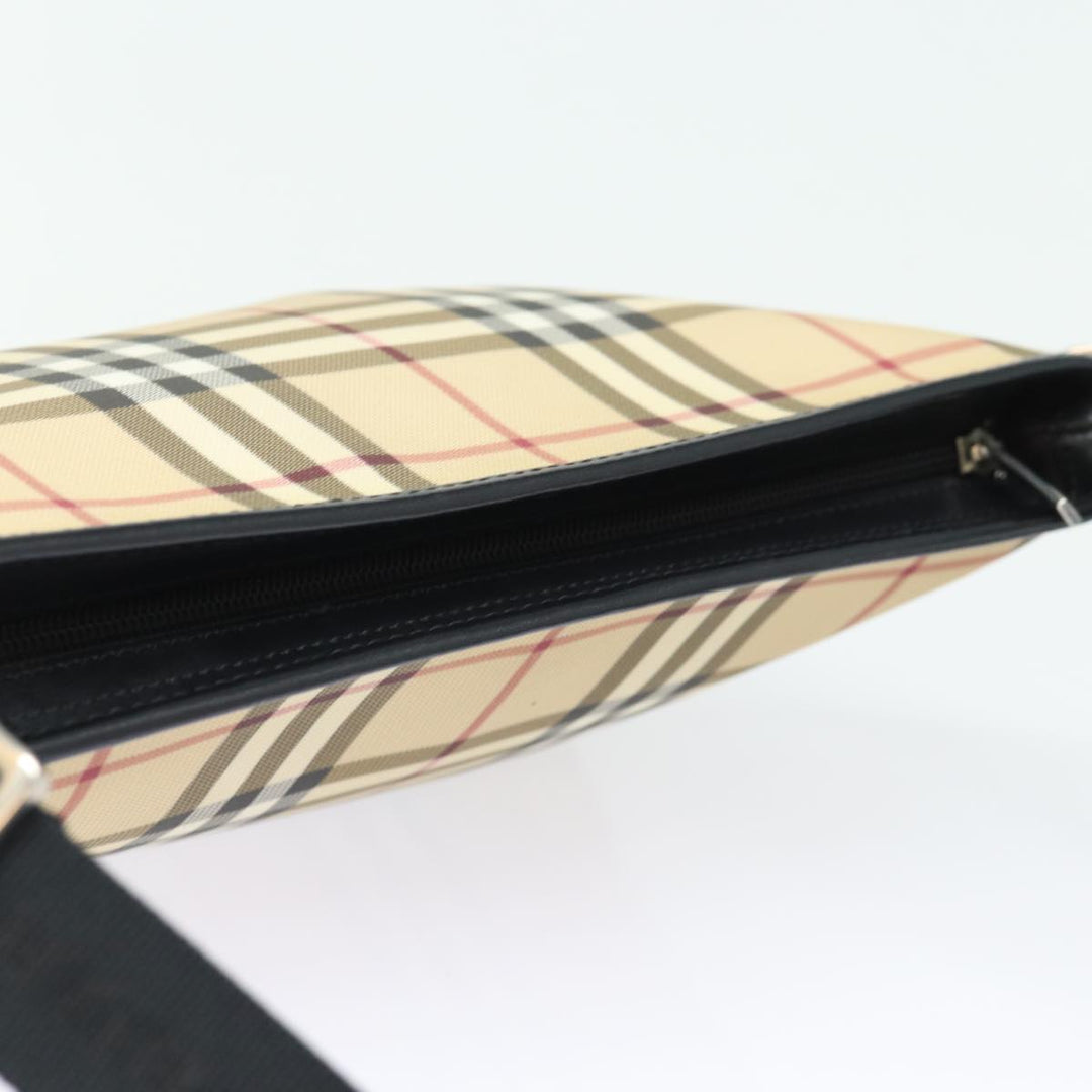 Burberry Nova Check Shoulder Bag PVC Leather Beige Auth mr252