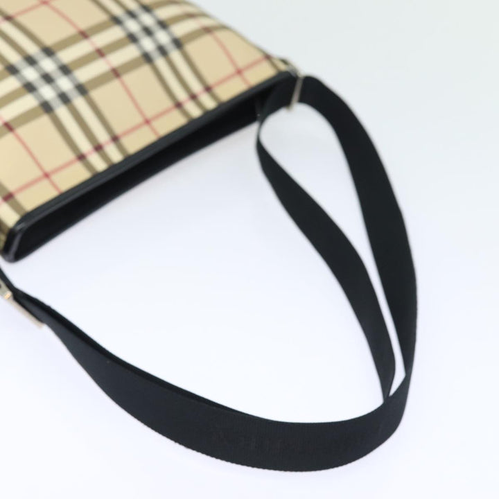 Burberry Nova Check Shoulder Bag PVC Leather Beige Auth mr252