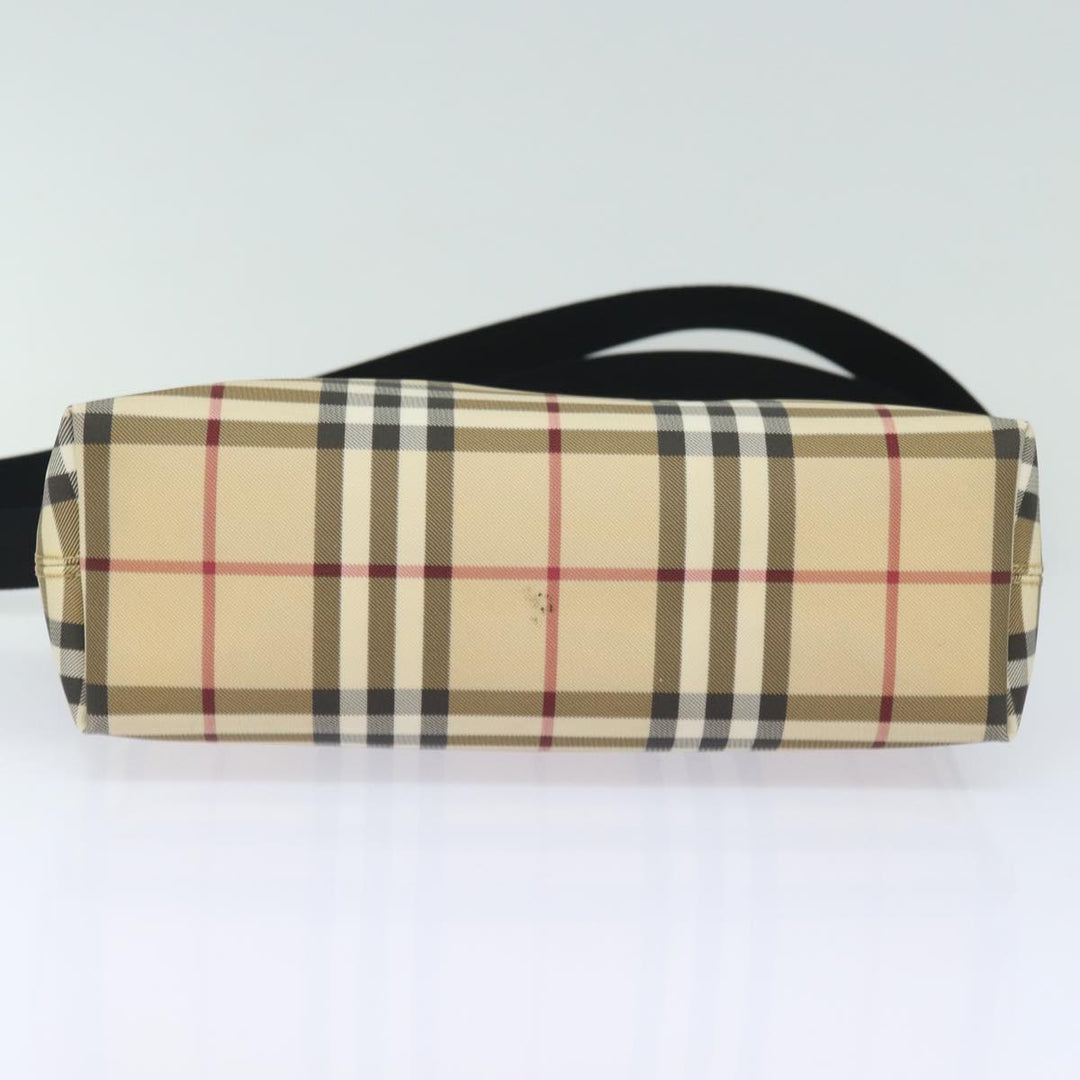 Burberry Nova Check Shoulder Bag PVC Leather Beige Auth mr252