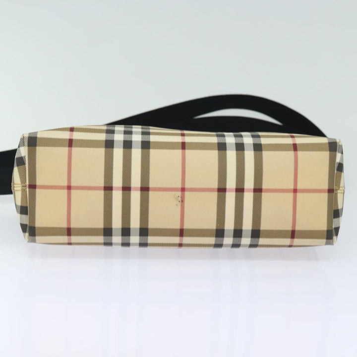 Burberry Nova Check Shoulder Bag PVC Leather Beige Auth mr252