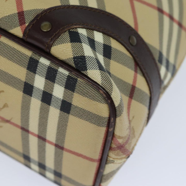 Burberry Nova Check Tote Bag PVC Leather Beige Auth mr261