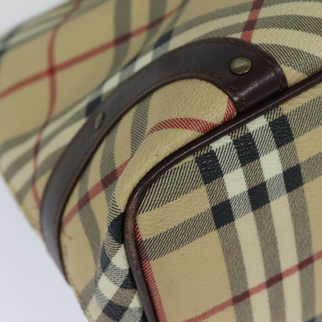 Burberry Nova Check Tote Bag PVC Leather Beige Auth mr261