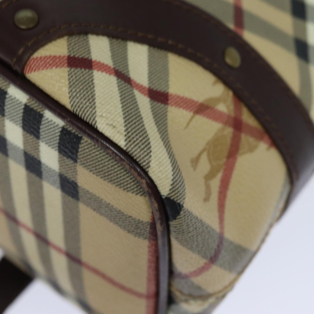 Burberry Nova Check Tote Bag PVC Leather Beige Auth mr261