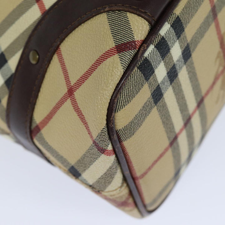 Burberry Nova Check Tote Bag PVC Leather Beige Auth mr261
