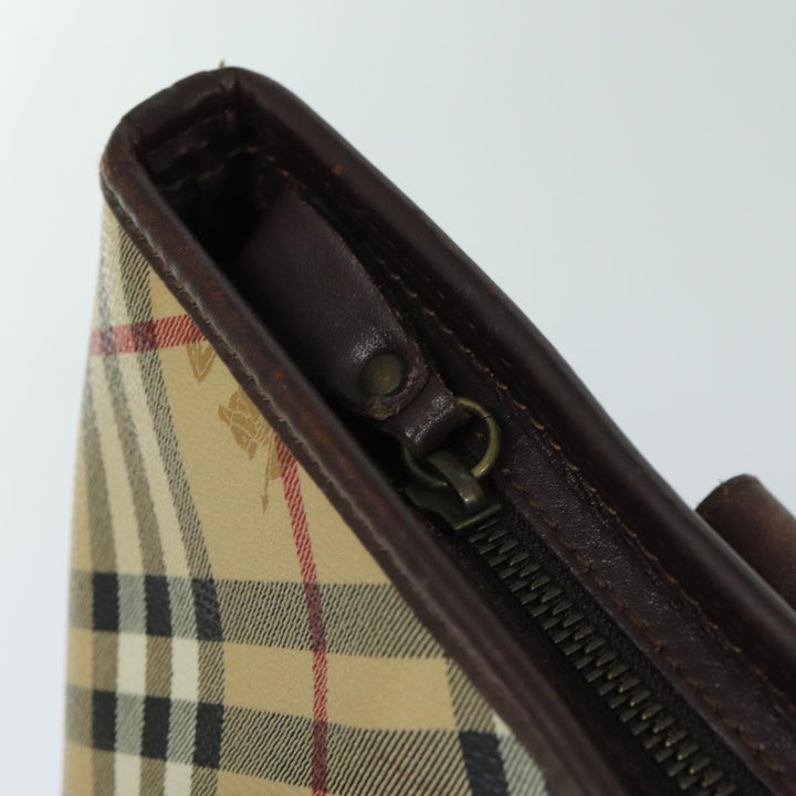 Burberry Nova Check Tote Bag PVC Leather Beige Auth mr261