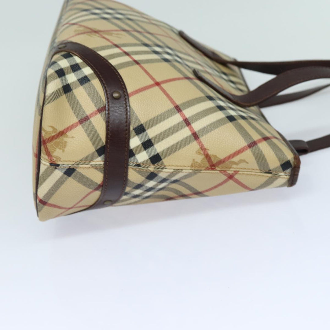 Burberry Nova Check Tote Bag PVC Leather Beige Auth mr261