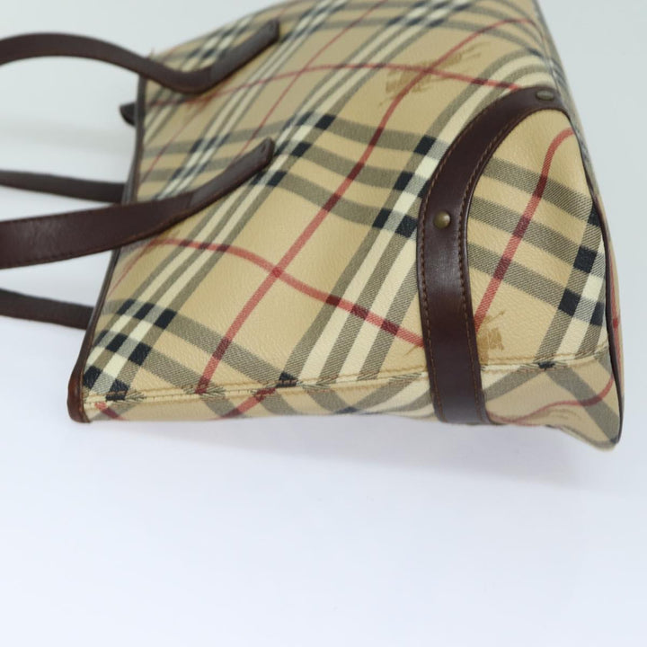 Burberry Nova Check Tote Bag PVC Leather Beige Auth mr261