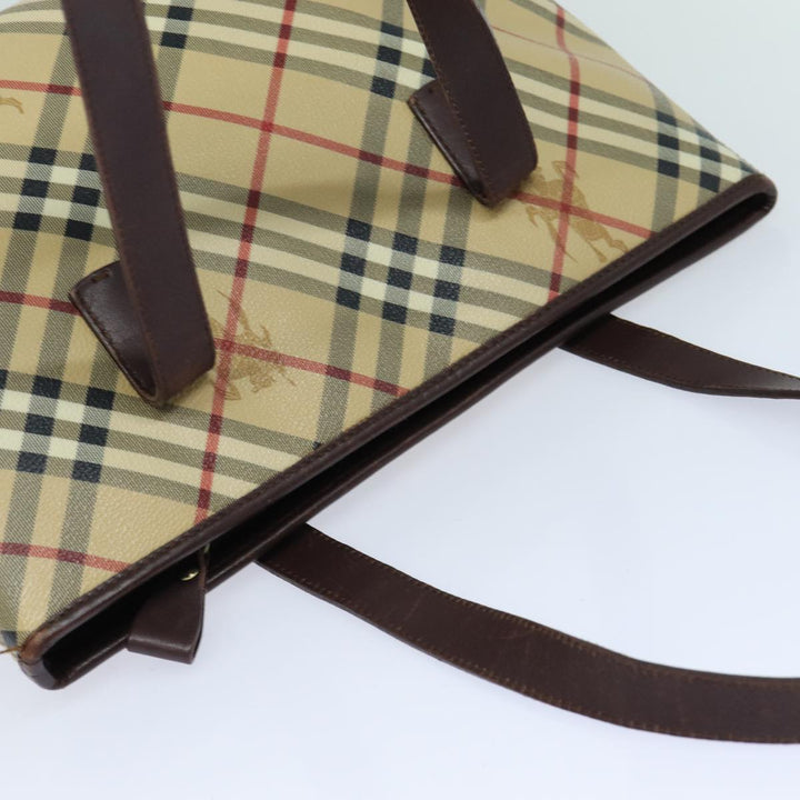 Burberry Nova Check Tote Bag PVC Leather Beige Auth mr261