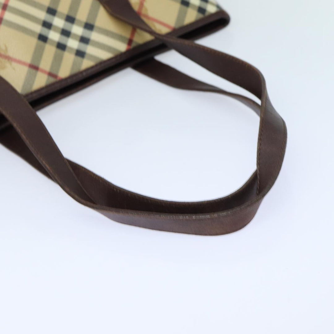 Burberry Nova Check Tote Bag PVC Leather Beige Auth mr261