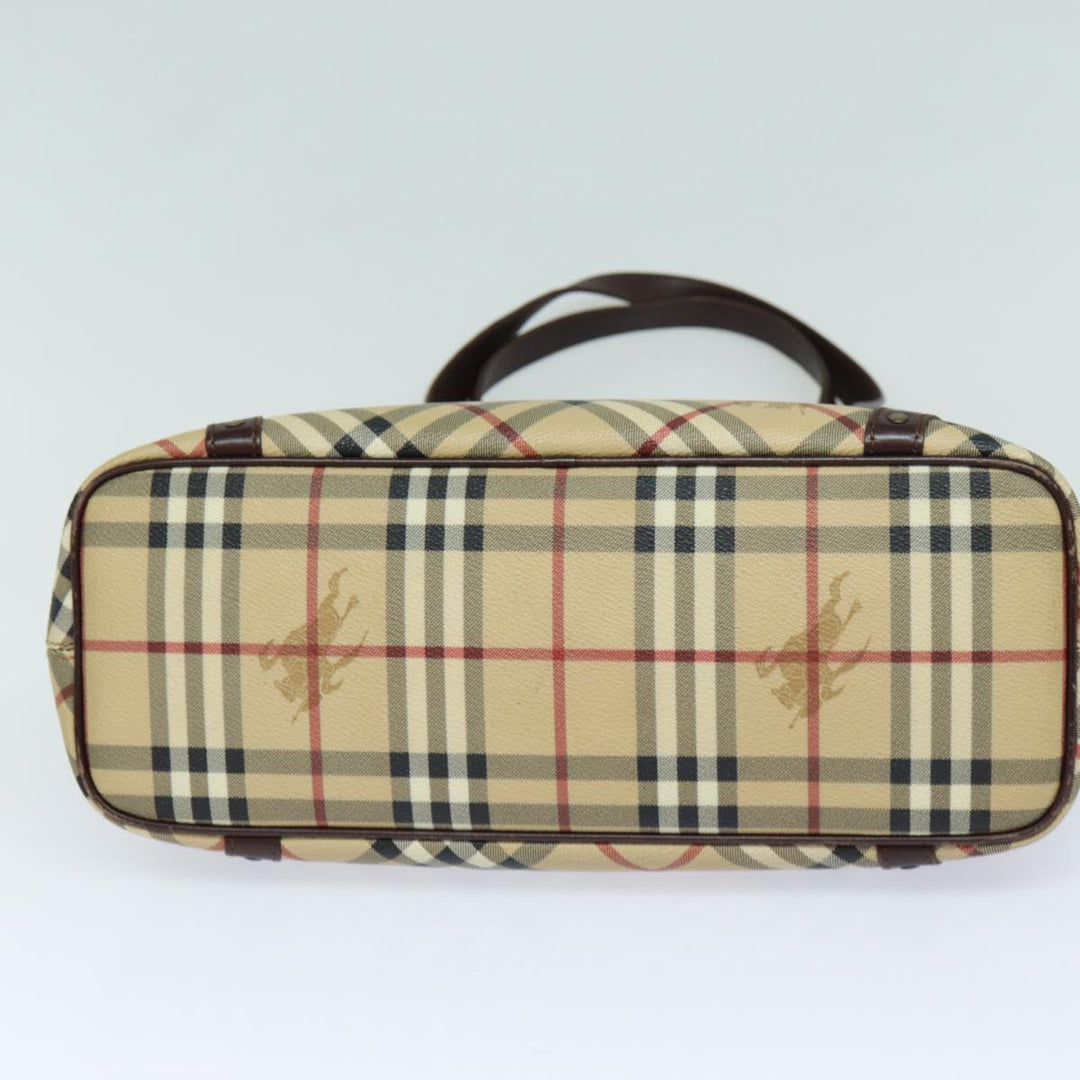 Burberry Nova Check Tote Bag PVC Leather Beige Auth mr261