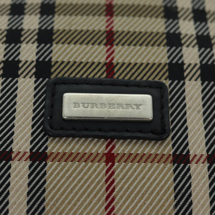 Burberry Nova Check Shoulder Bag Nylon Beige Black Auth mr272