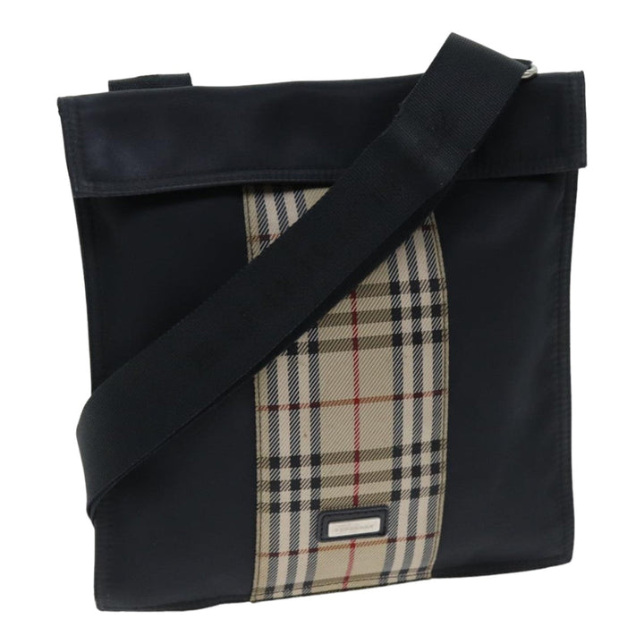 Burberry Nova Check Shoulder Bag Nylon Beige Black Auth mr272
