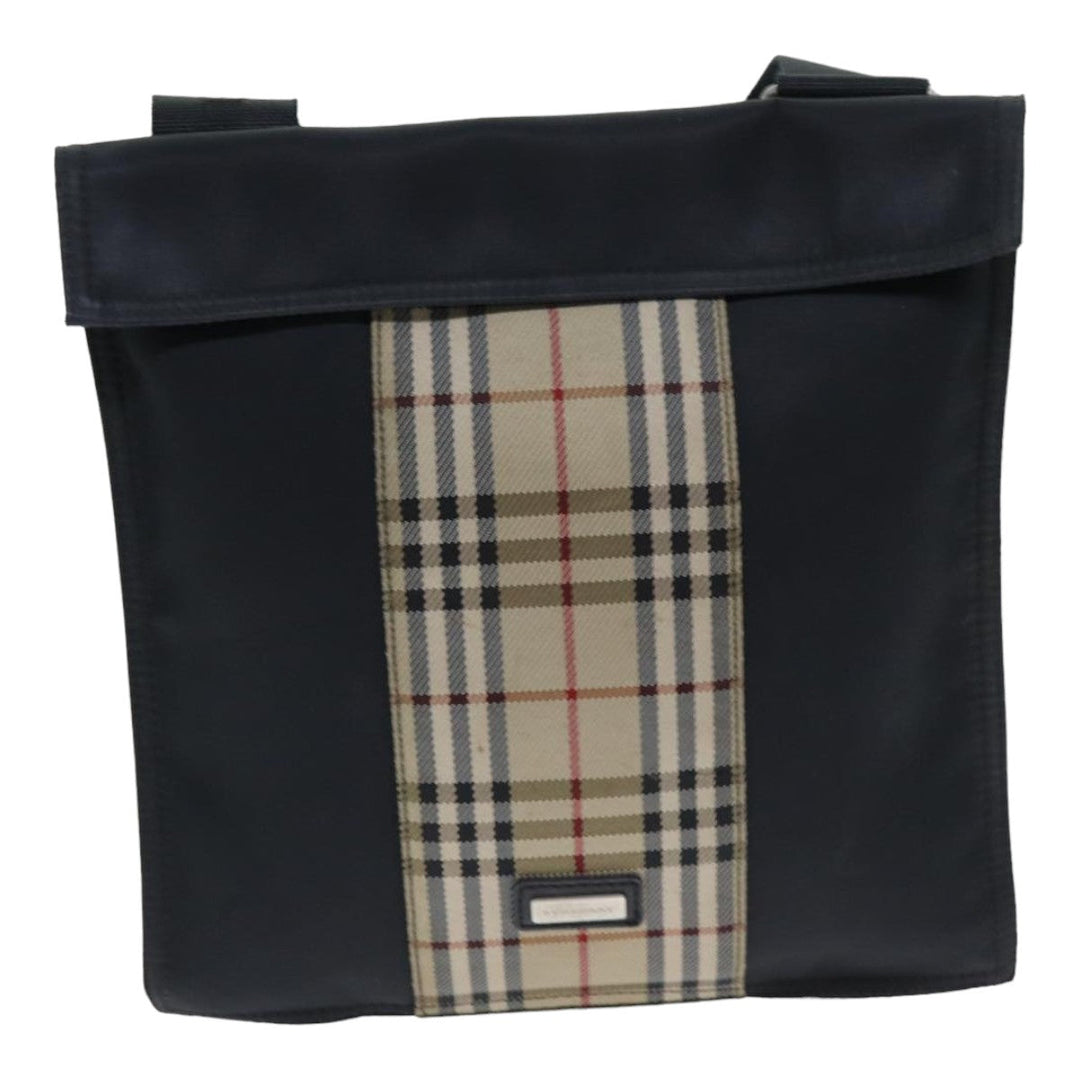 Burberry Nova Check Shoulder Bag Nylon Beige Black Auth mr272