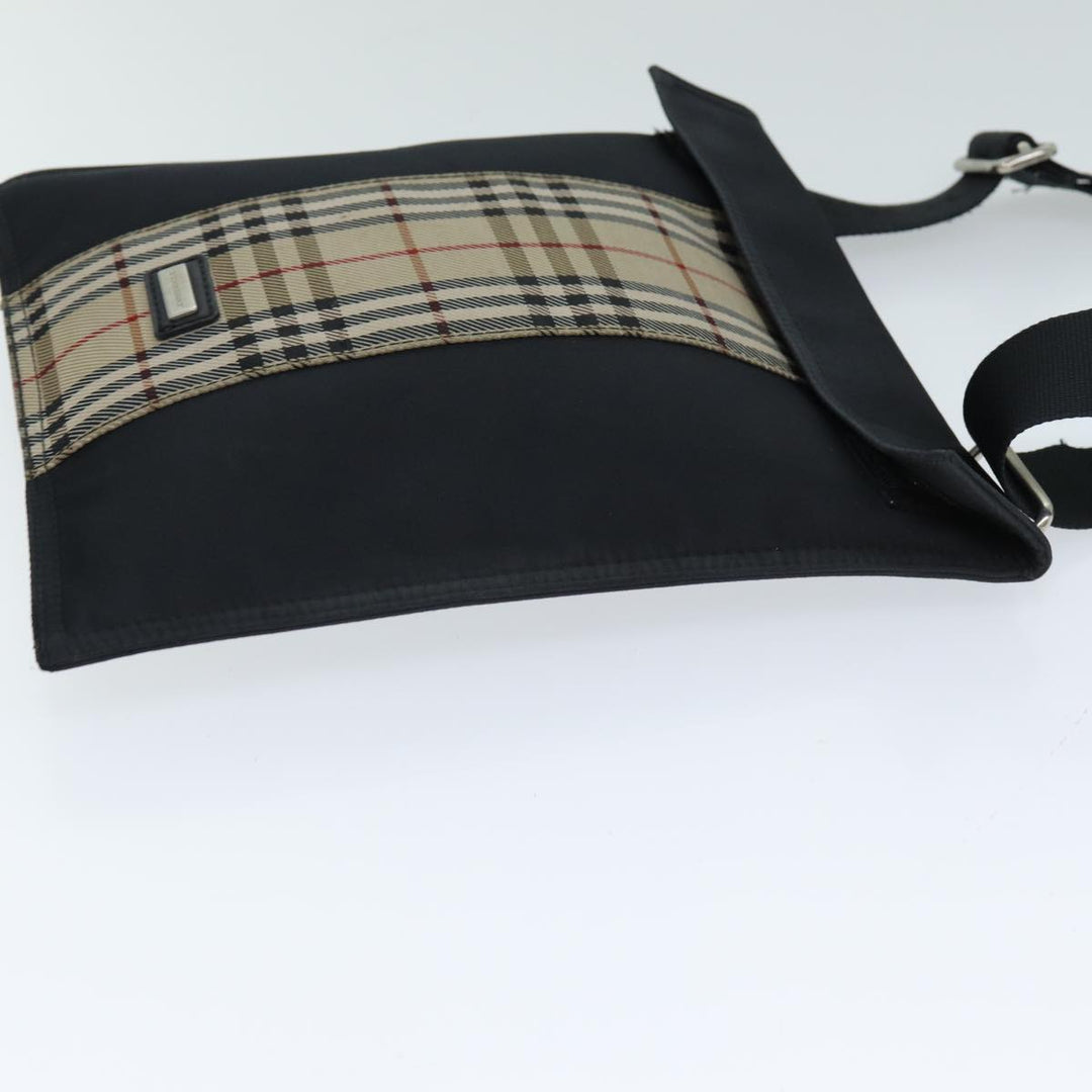 Burberry Nova Check Shoulder Bag Nylon Beige Black Auth mr272