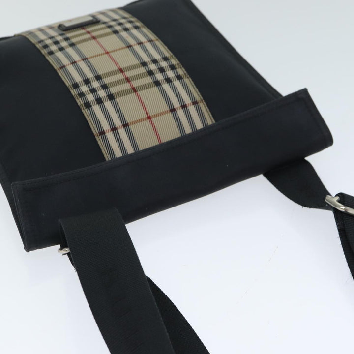 Burberry Nova Check Shoulder Bag Nylon Beige Black Auth mr272