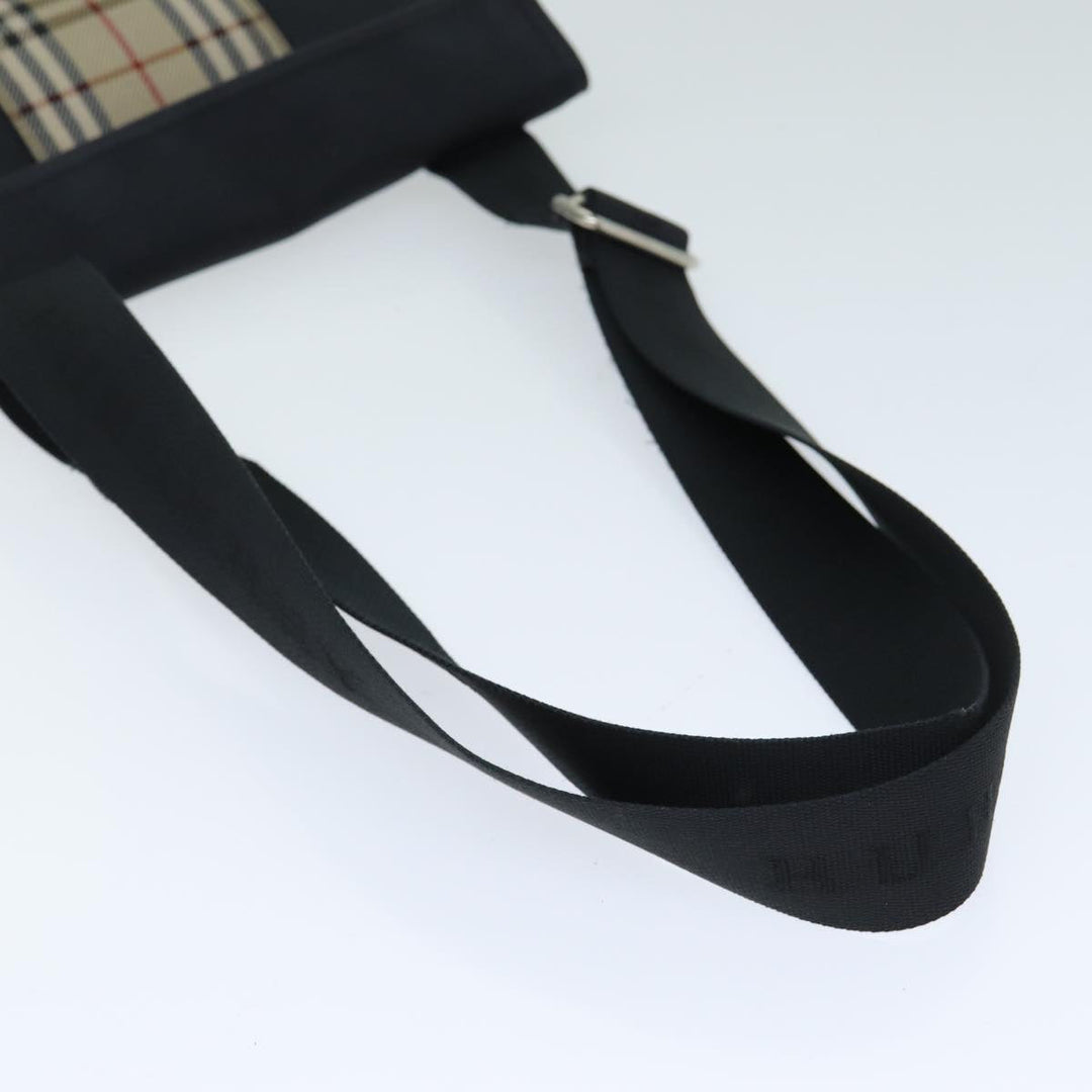 Burberry Nova Check Shoulder Bag Nylon Beige Black Auth mr272