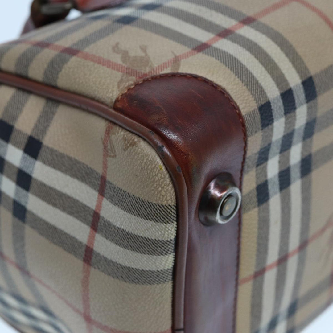 BurberrySs Nova Check Hand Bag PVC Leather Beige Auth mr276