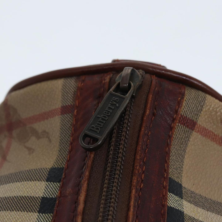 BurberrySs Nova Check Hand Bag PVC Leather Beige Auth mr276