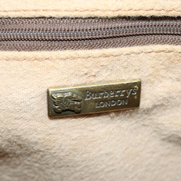 BurberrySs Nova Check Hand Bag PVC Leather Beige Auth mr276