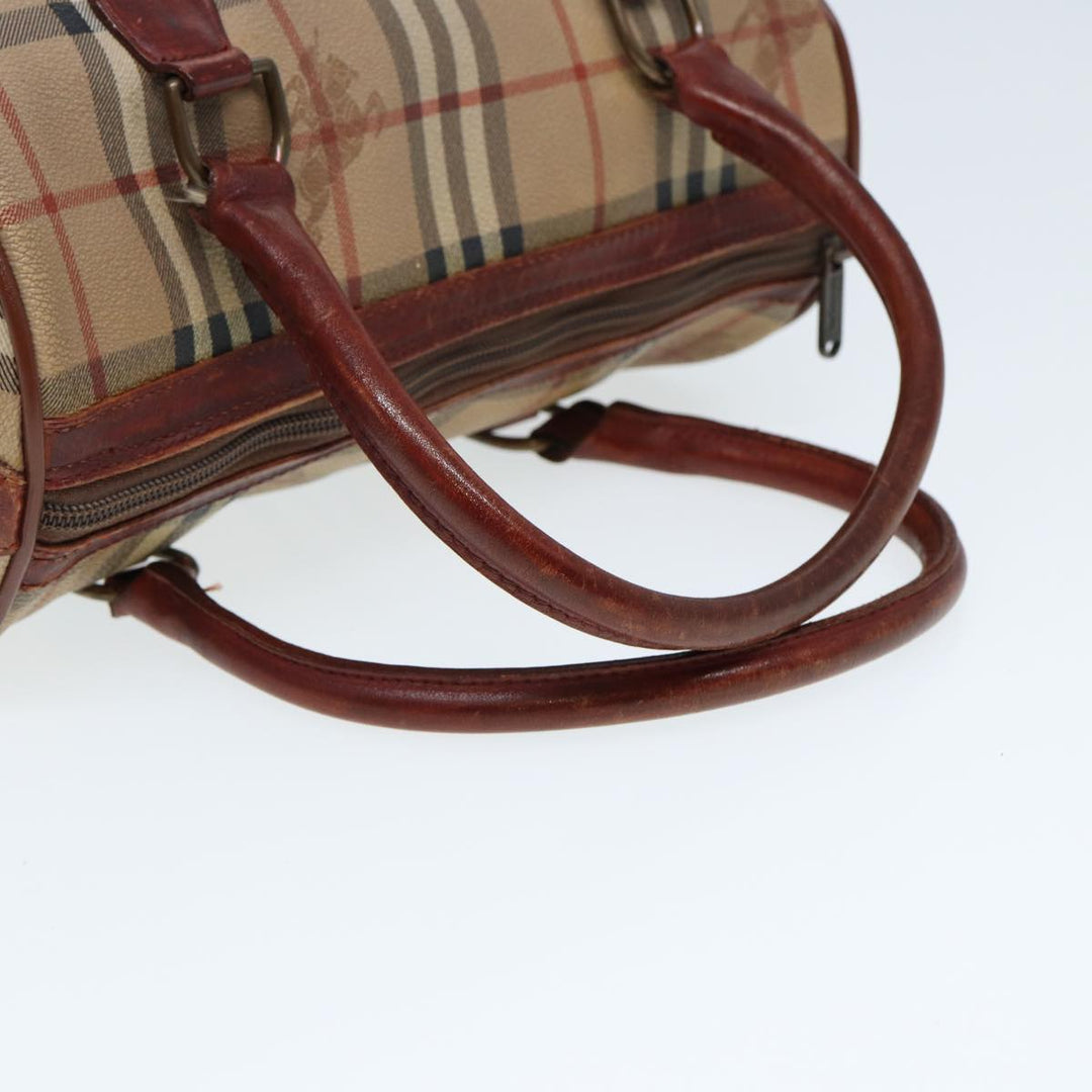 BurberrySs Nova Check Hand Bag PVC Leather Beige Auth mr276