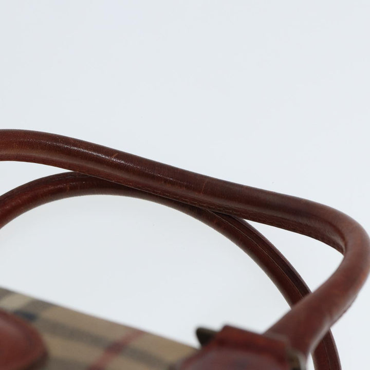 BurberrySs Nova Check Hand Bag PVC Leather Beige Auth mr276