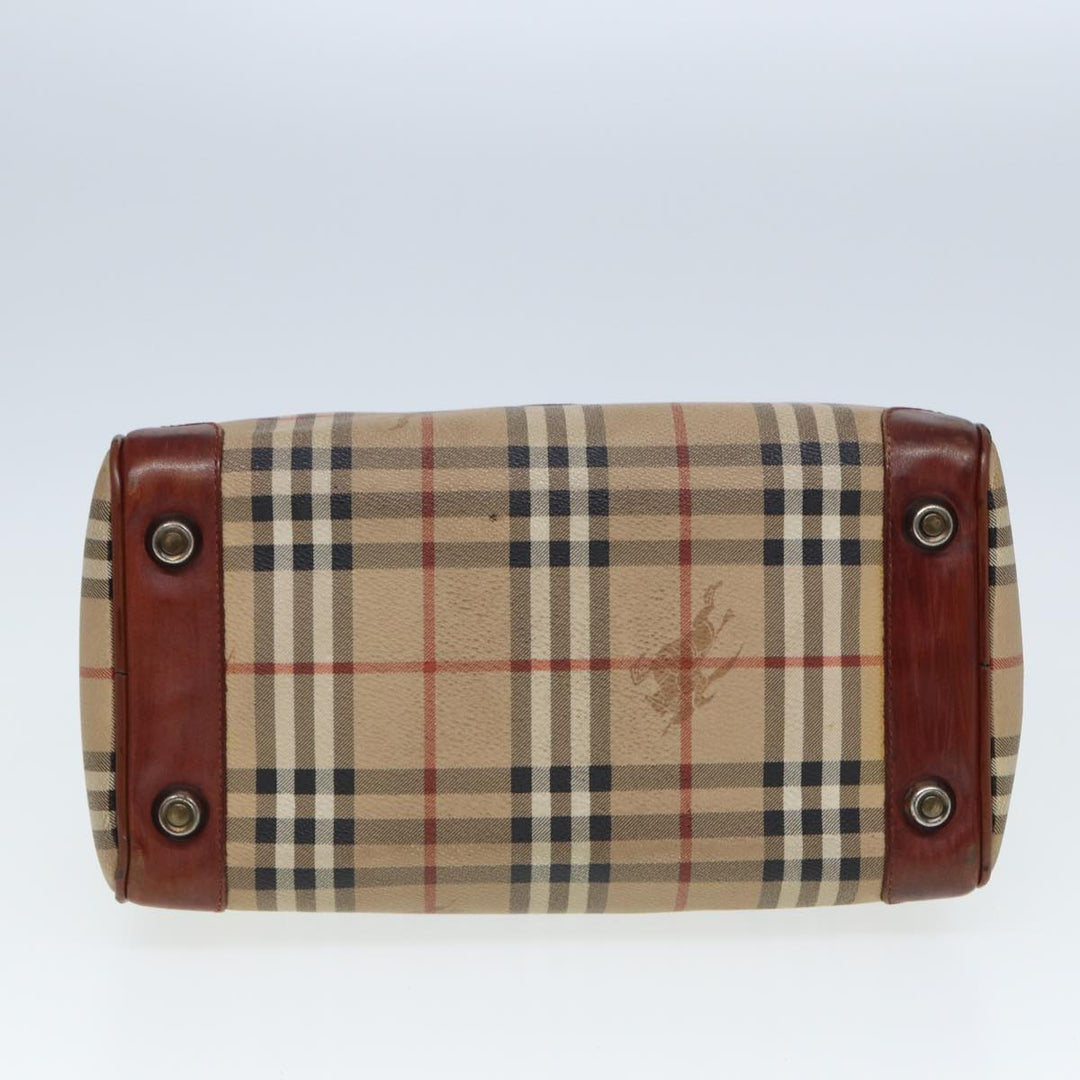 BurberrySs Nova Check Hand Bag PVC Leather Beige Auth mr276