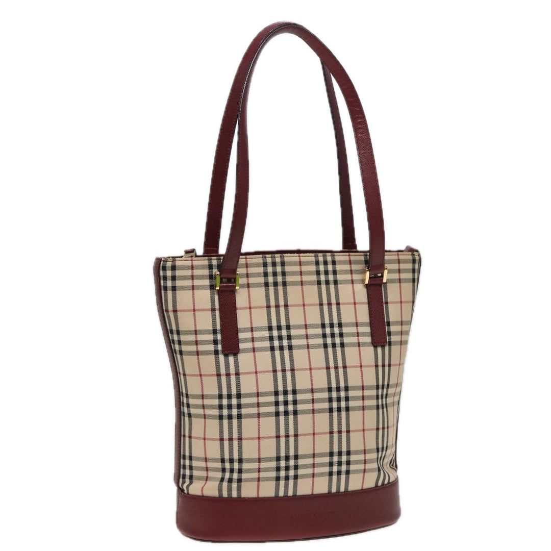 Burberry Nova Check Tote Bag Canvas Beige Auth mr278