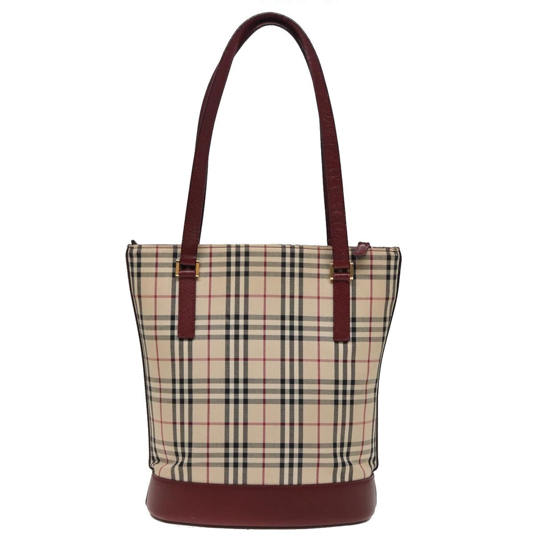 Burberry Nova Check Tote Bag Canvas Beige Auth mr278
