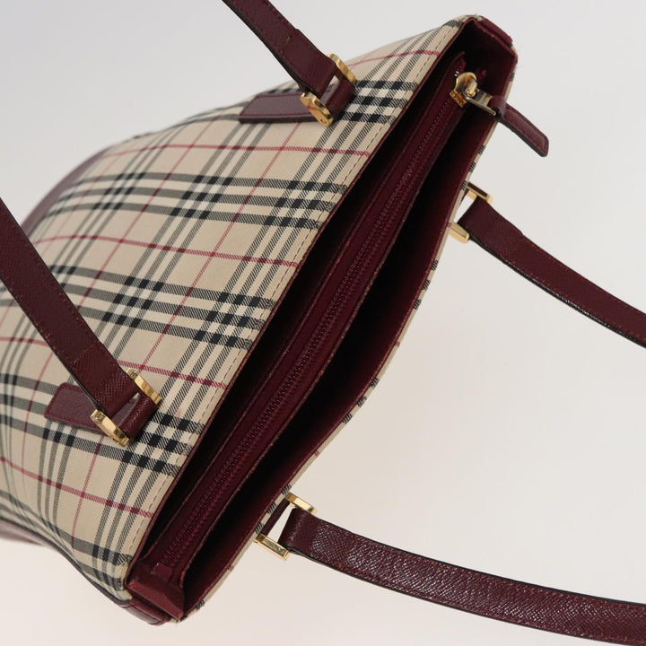 Burberry Nova Check Tote Bag Canvas Beige Auth mr278