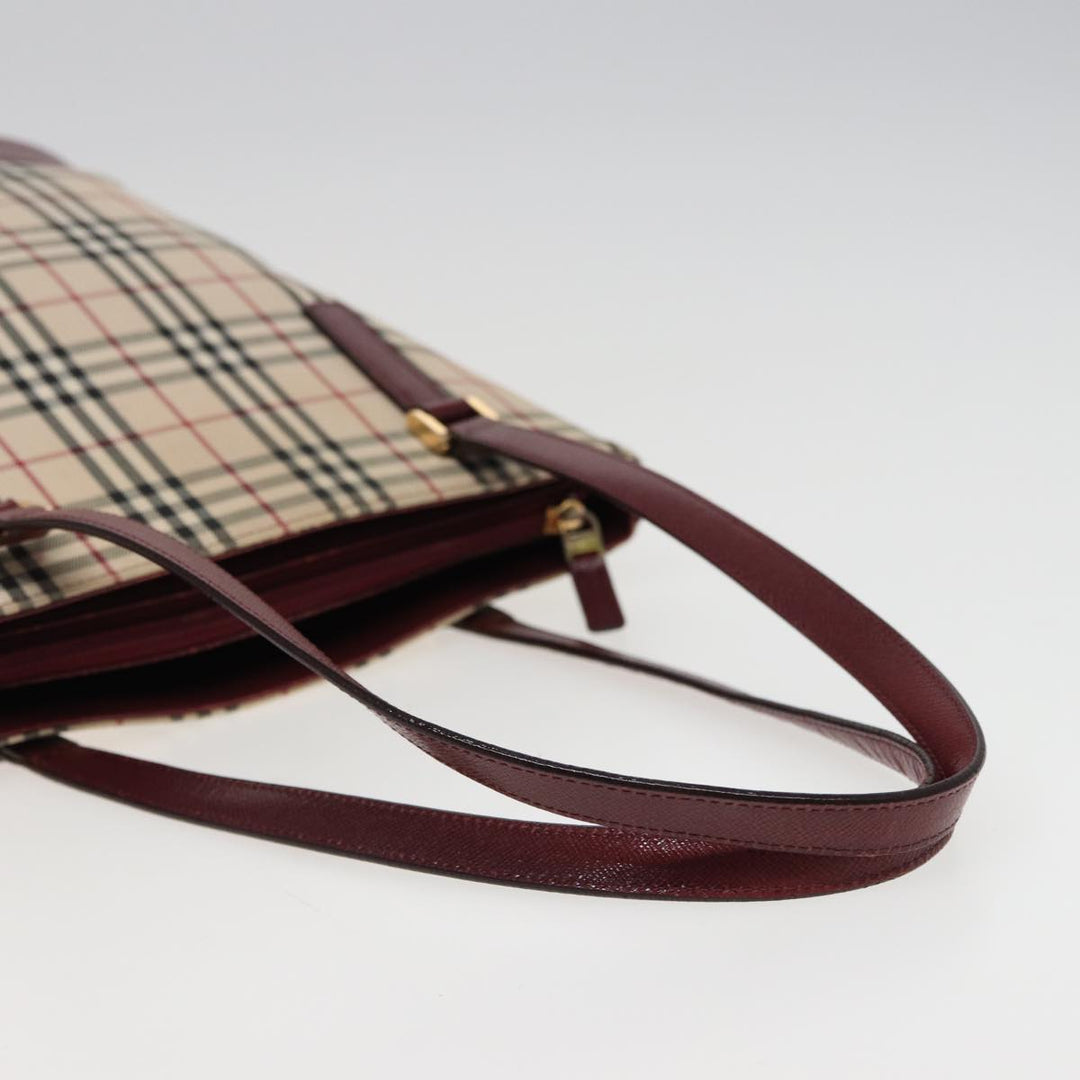 Burberry Nova Check Tote Bag Canvas Beige Auth mr278
