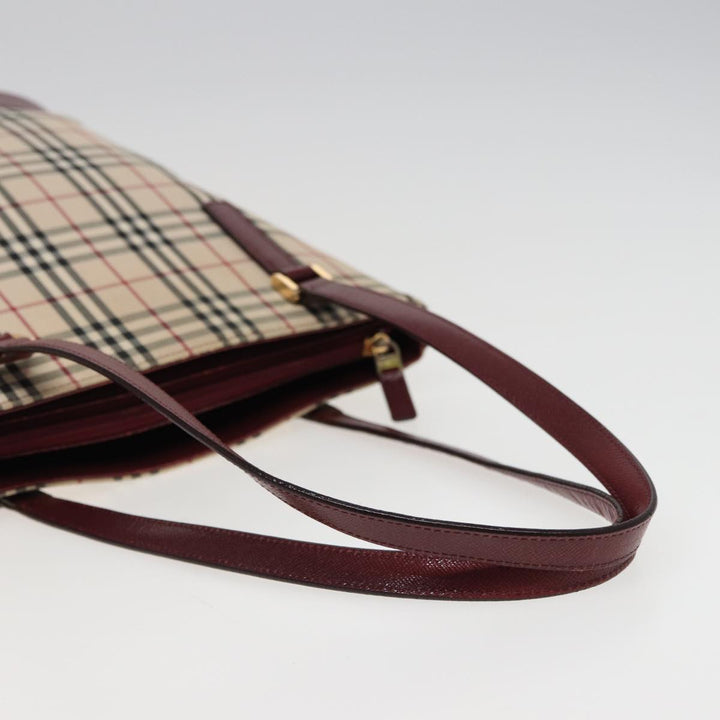 Burberry Nova Check Tote Bag Canvas Beige Auth mr278
