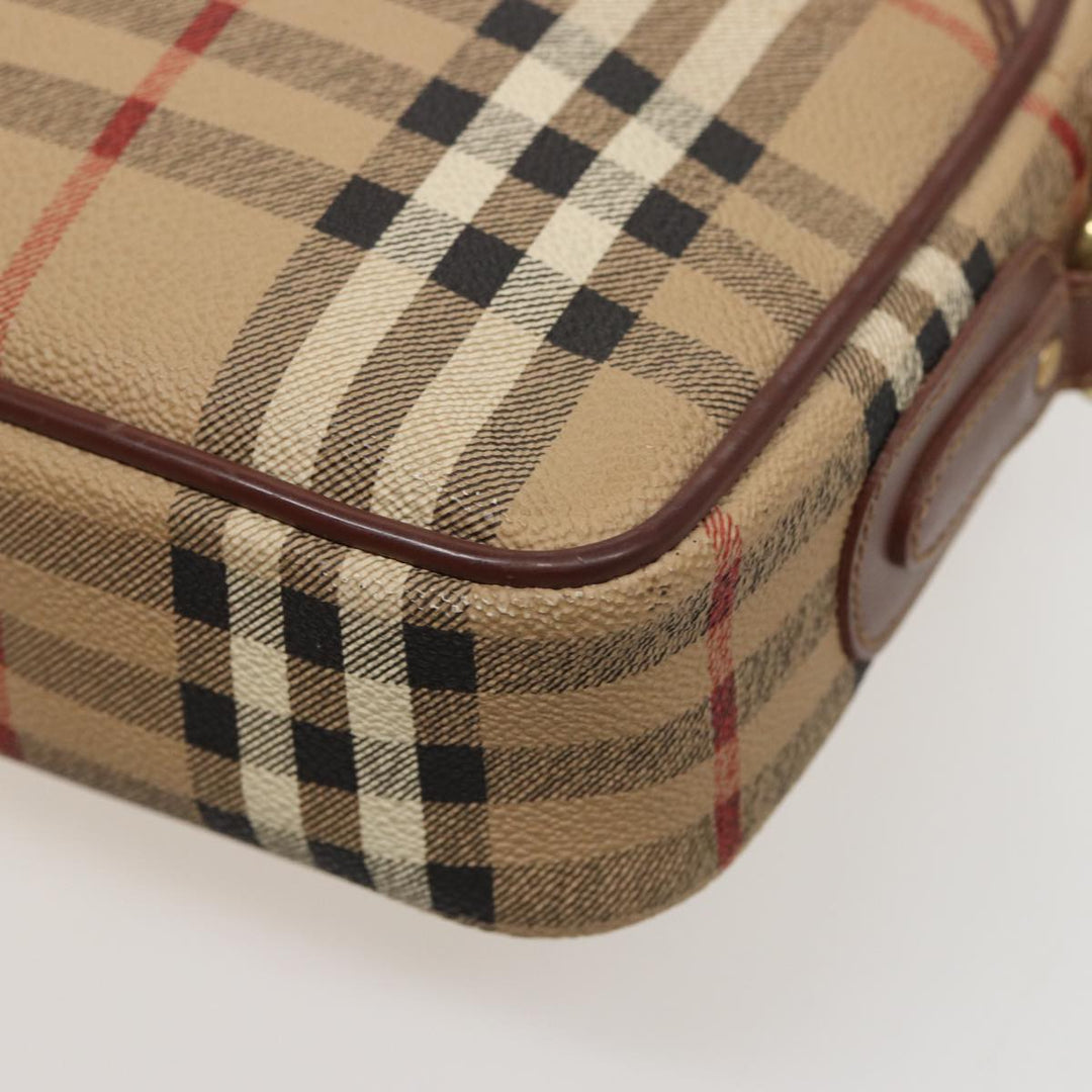 BurberrySs Nova Check Shoulder Bag PVC Leather Beige Auth mr288