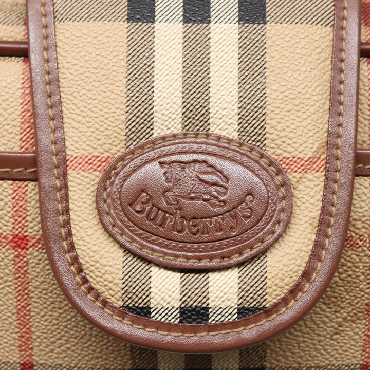 BurberrySs Nova Check Shoulder Bag PVC Leather Beige Auth mr288